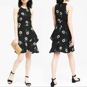 Banana Republic black floral ruffle dress